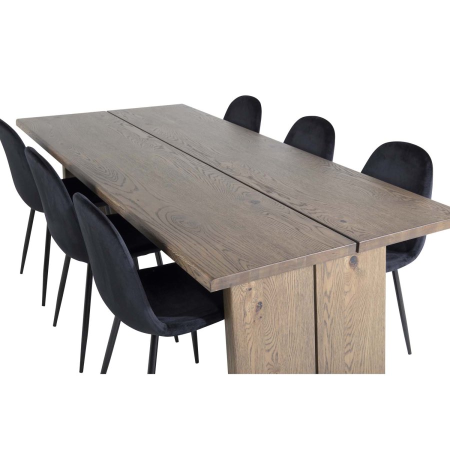 VENTURE DESIGN Skyve spisebord, m. 2 ekstra plater - rkt eikefiner og rkt eik (170x95)