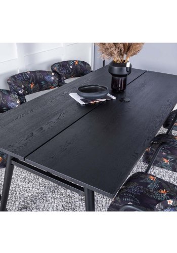 VENTURE DESIGN Elegant spisebord, med uttrekk - svart eikefiner og svart metall (190x95)