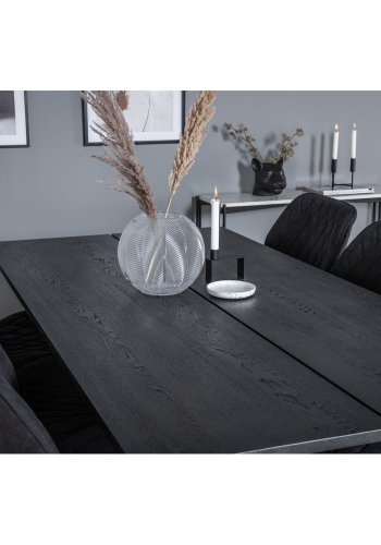 VENTURE DESIGN Elegant spisebord, med uttrekk - svart eikefiner og svart metall (190x95)