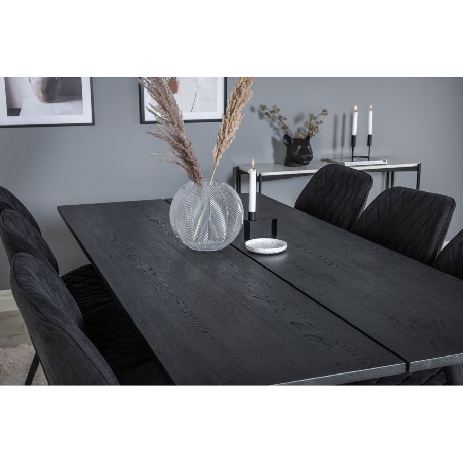 VENTURE DESIGN Elegant spisebord, med uttrekk - svart eikefiner og svart metall (190x95)