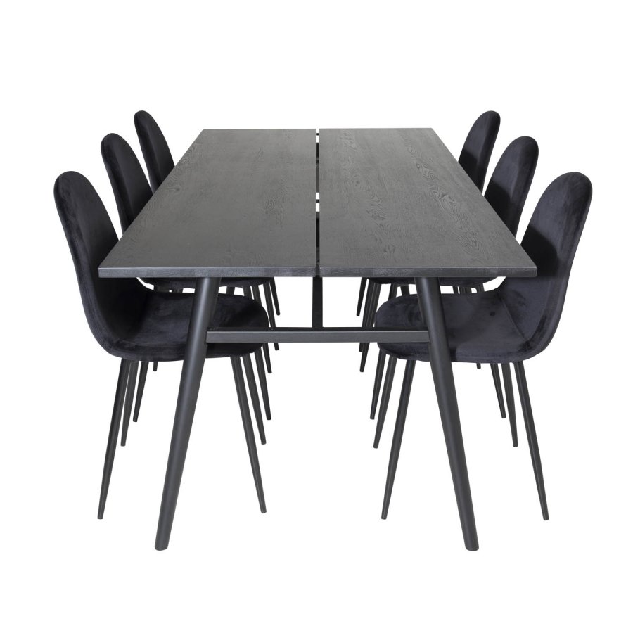VENTURE DESIGN Elegant spisebord, med uttrekk - svart eikefiner og svart metall (190x95)