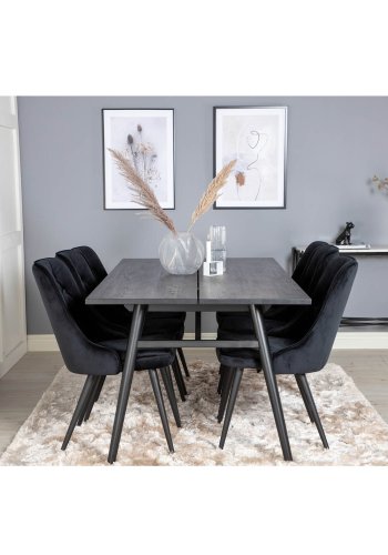 VENTURE DESIGN Elegant spisebord, med uttrekk - svart eikefiner og svart metall (190x95)