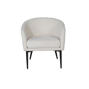 VENTURE DESIGN Fluffig Plyschstol - Vit Polyester och Svart Metall