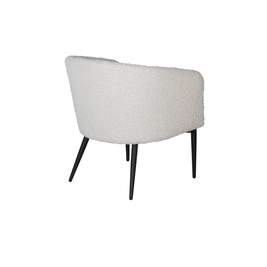 VENTURE DESIGN Flauschiger Teddybärstuhl – weißes Polyester und schwarzes Metall