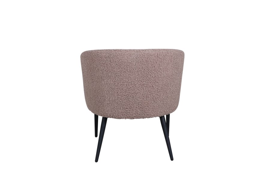 VENTURE DESIGN Flauschiger Sessel – brauner Teddybärstoff, Polyester und schwarzer Stahl