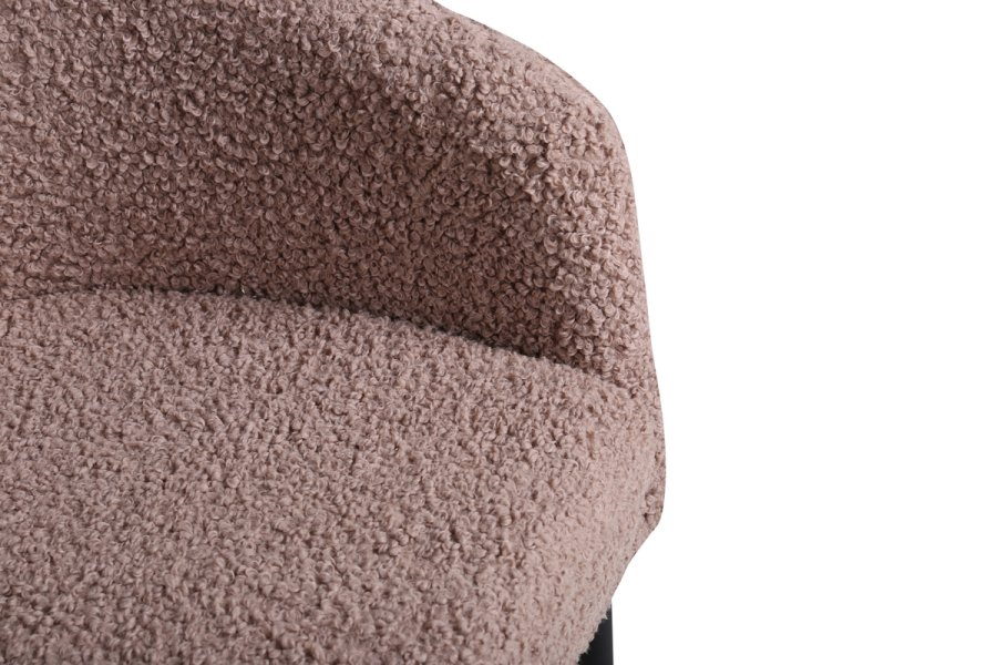 VENTURE DESIGN Flauschiger Sessel – brauner Teddybärstoff, Polyester und schwarzer Stahl