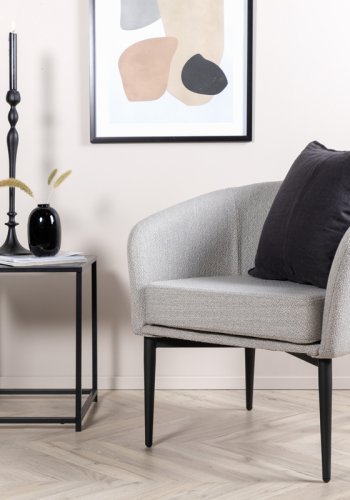 VENTURE DESIGN Flauschiger Sessel - graues Polyester und schwarzer Stahl