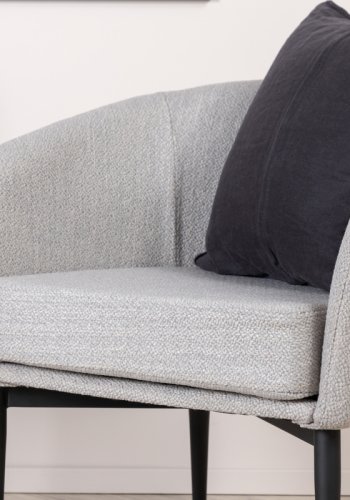 VENTURE DESIGN Flauschiger Sessel - graues Polyester und schwarzer Stahl