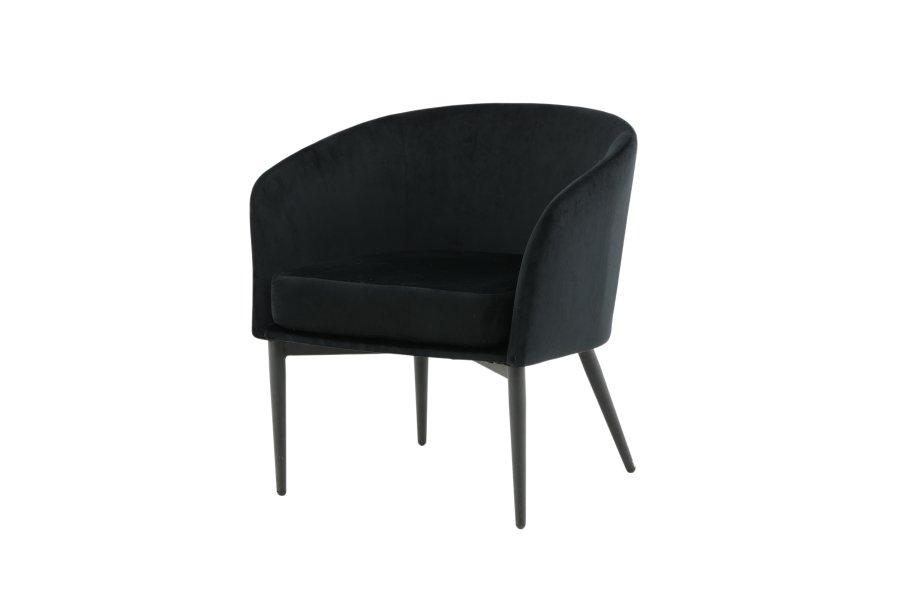 VENTURE DESIGN Fluffy Sessel - schwarzer Samt und schwarzer Stahl