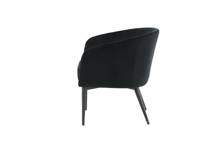 VENTURE DESIGN Fluffy Sessel - schwarzer Samt und schwarzer Stahl