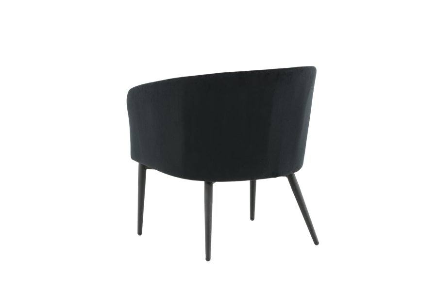 VENTURE DESIGN Fluffy Sessel - schwarzer Samt und schwarzer Stahl