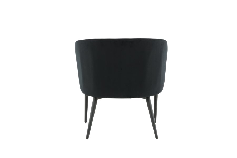 VENTURE DESIGN Fluffy Sessel - schwarzer Samt und schwarzer Stahl