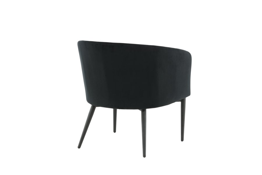 VENTURE DESIGN Fluffy Sessel - schwarzer Samt und schwarzer Stahl