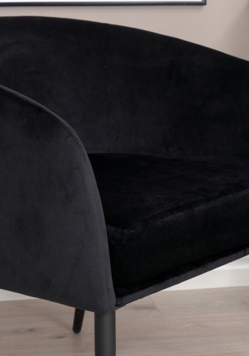 VENTURE DESIGN Fluffy Sessel - schwarzer Samt und schwarzer Stahl