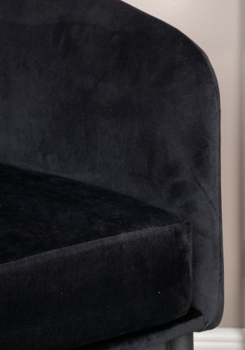 VENTURE DESIGN Fluffy Sessel - schwarzer Samt und schwarzer Stahl