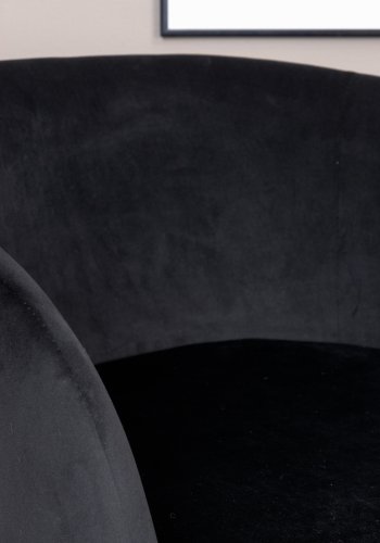 VENTURE DESIGN Fluffy Sessel - schwarzer Samt und schwarzer Stahl