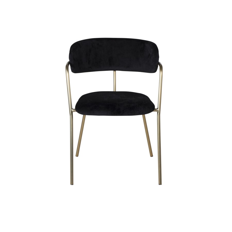 VENTURE DESIGN Arrow Esszimmerstuhl, mit Armlehnen – schwarzer Samt und Messingmetall