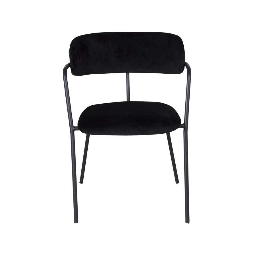 VENTURE DESIGN Arrow spisebordsstol, med armlener - sort velour og sort metall