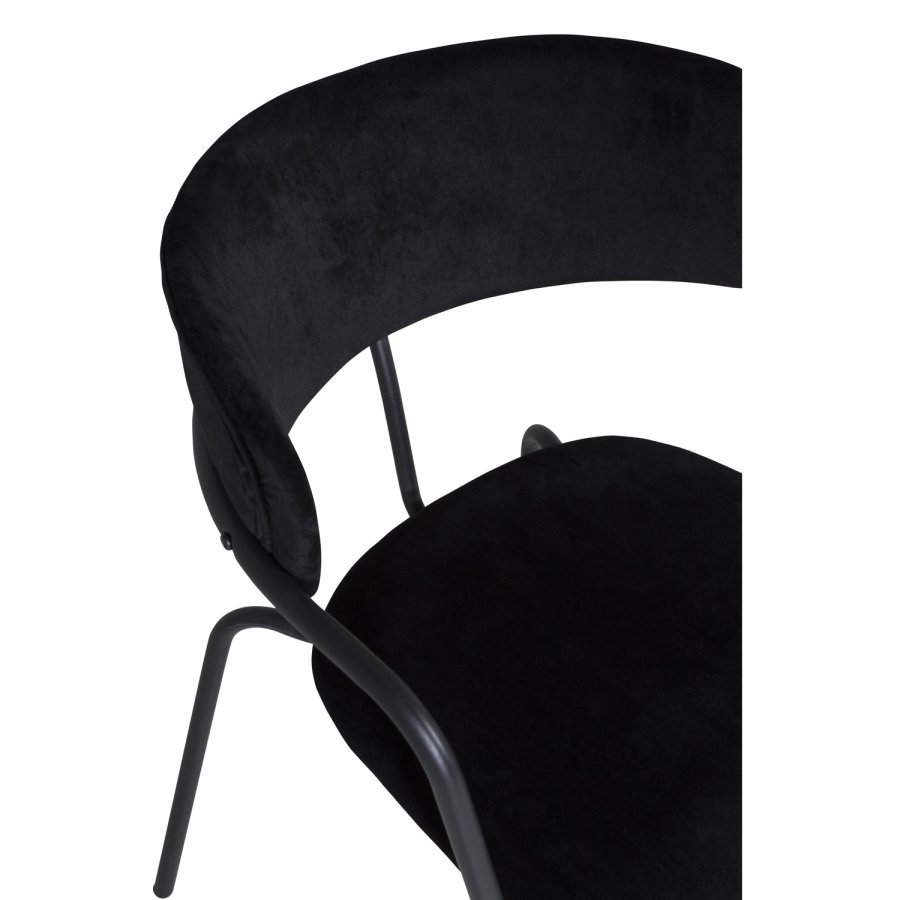 VENTURE DESIGN Arrow spisebordsstol, med armlener - sort velour og sort metall