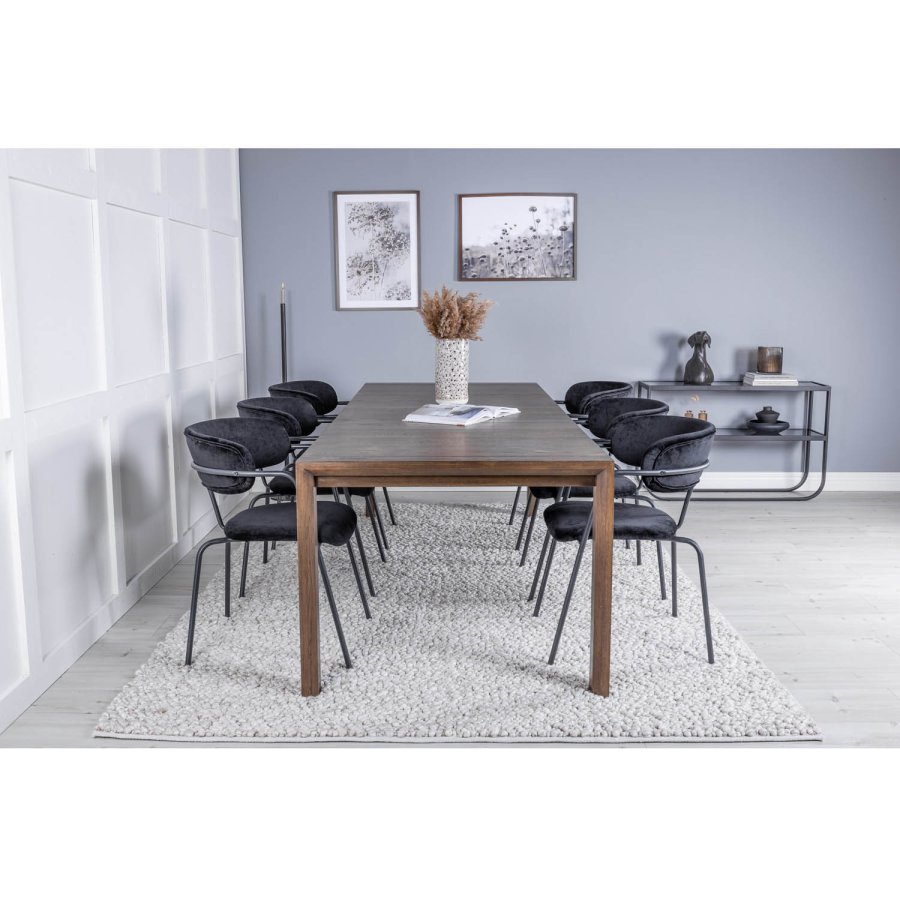 VENTURE DESIGN Arrow spisebordsstol, med armlener - sort velour og sort metall