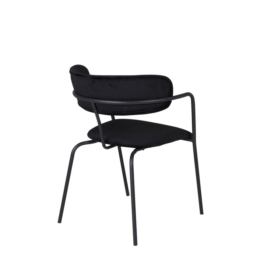 VENTURE DESIGN Arrow spisebordsstol, med armlener - sort velour og sort metall
