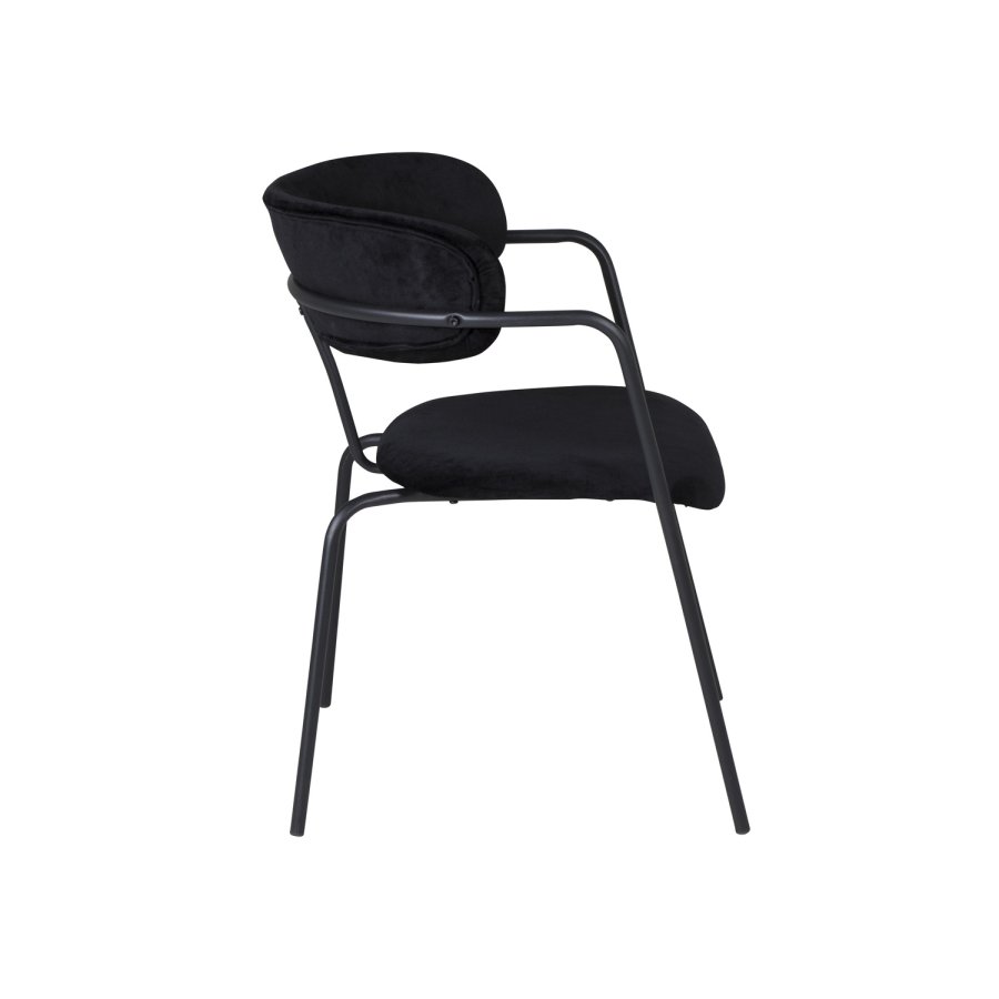 VENTURE DESIGN Arrow spisebordsstol, med armlener - sort velour og sort metall