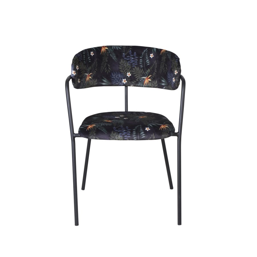 VENTURE DESIGN Arrow spisebordstol, m. armlener - flerfarget floral polyester og svart metall