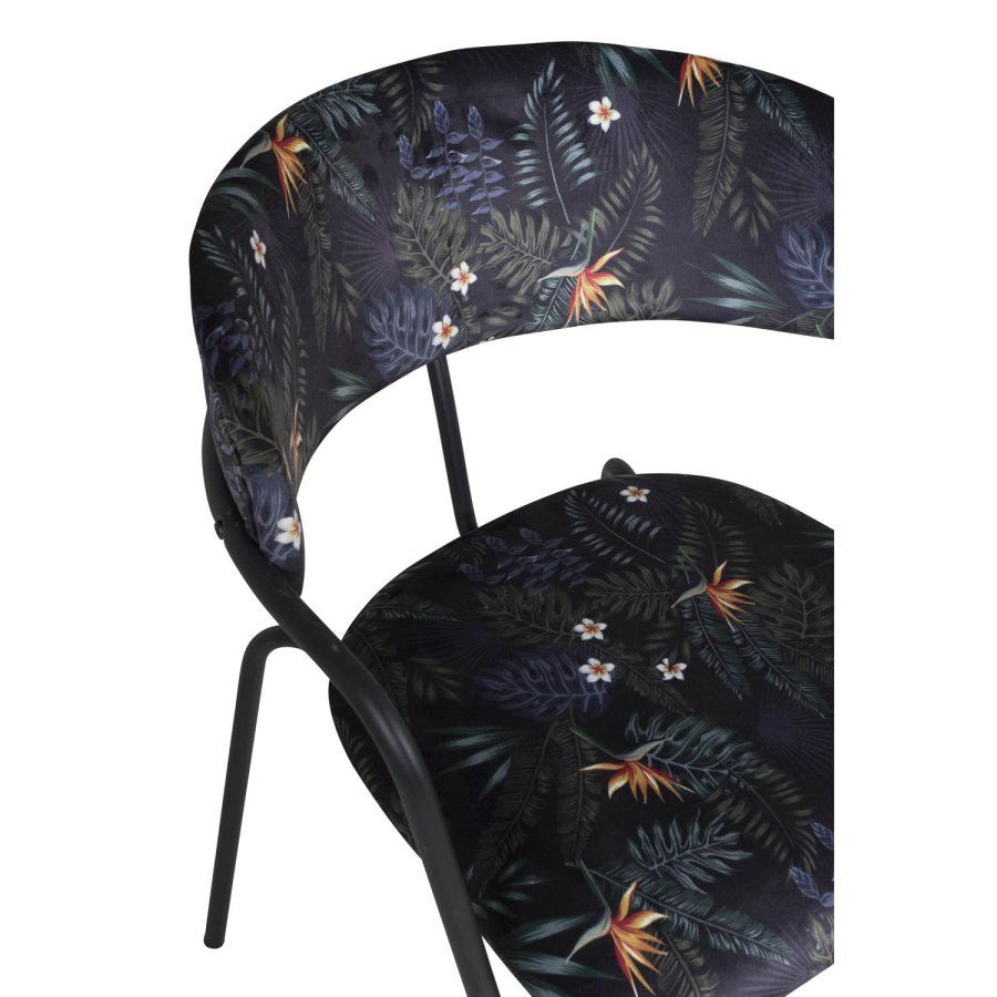 VENTURE DESIGN Arrow spisebordstol, m. armlener - flerfarget floral polyester og svart metall