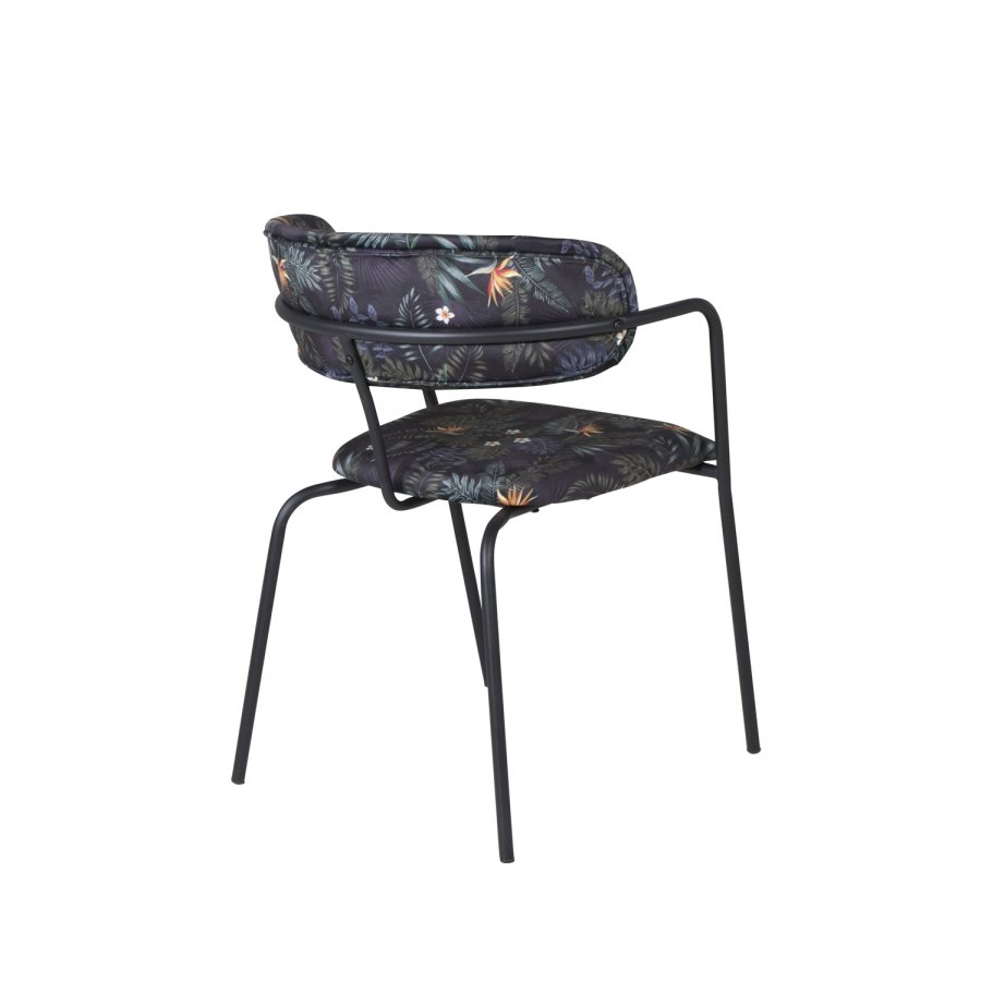 VENTURE DESIGN Arrow spisebordstol, m. armlener - flerfarget floral polyester og svart metall