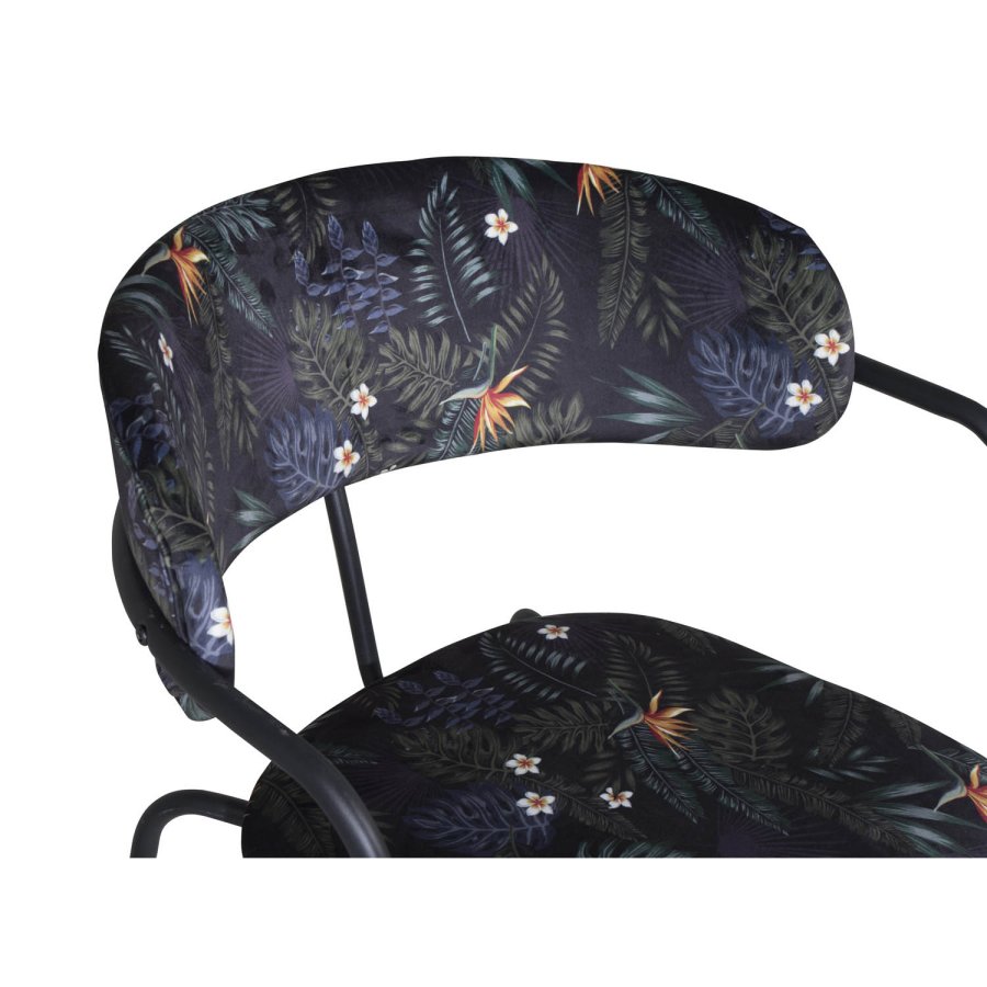 VENTURE DESIGN Arrow spisebordstol, m. armlener - flerfarget floral polyester og svart metall