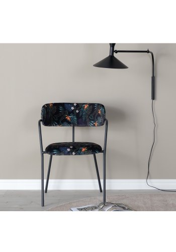 VENTURE DESIGN Arrow spisebordstol, m. armlener - flerfarget floral polyester og svart metall