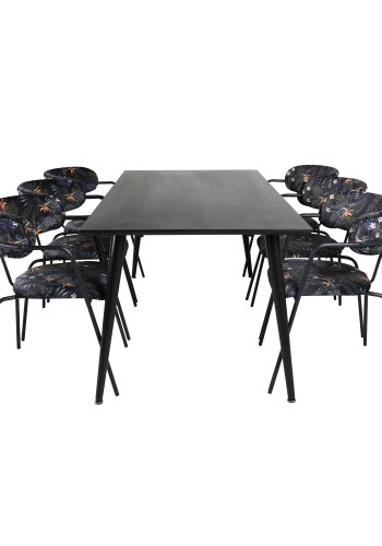VENTURE DESIGN Arrow spisebordstol, m. armlener - flerfarget floral polyester og svart metall