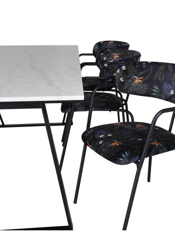 VENTURE DESIGN Arrow spisebordstol, m. armlener - flerfarget floral polyester og svart metall
