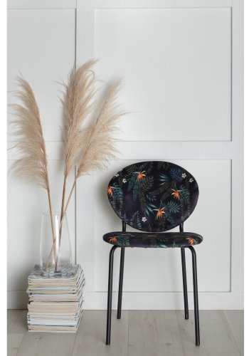 VENTURE DESIGN Vault spisebordstol - flerfarget floral polyester og svart metall