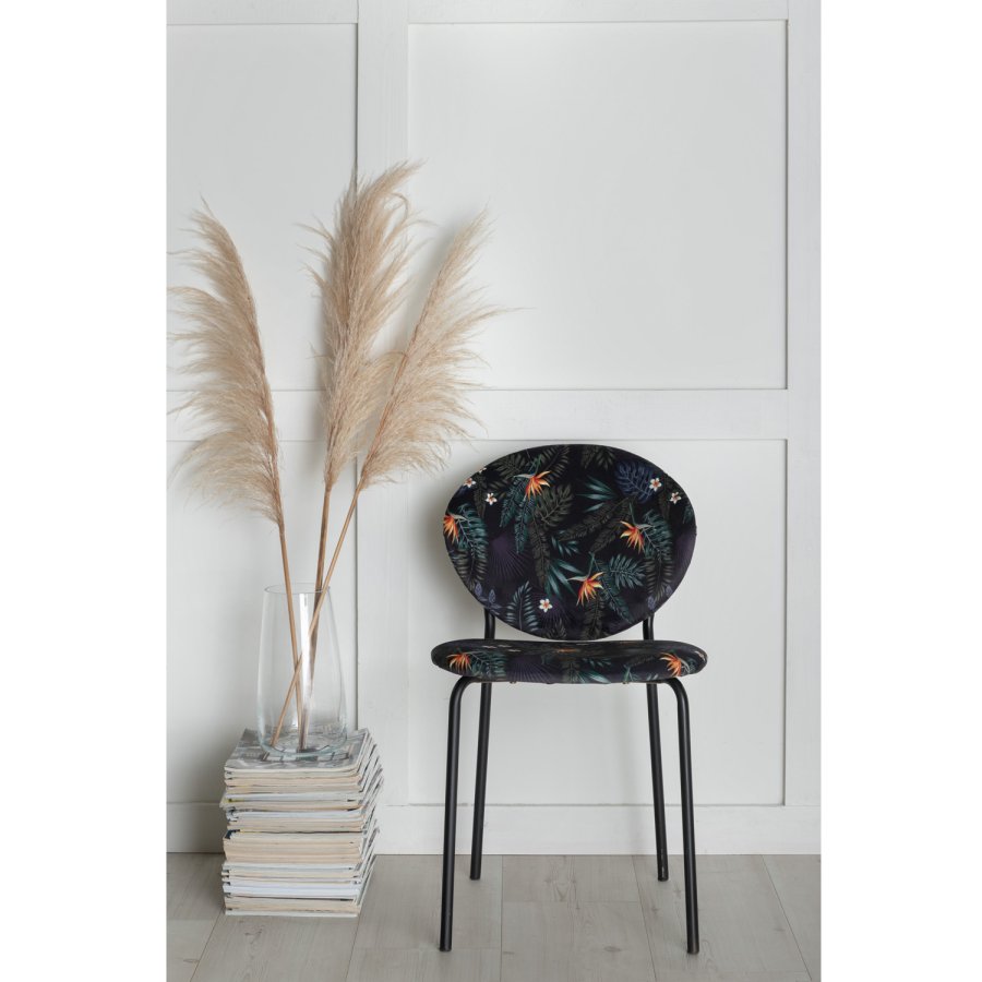 VENTURE DESIGN Vault spisebordstol - flerfarget floral polyester og svart metall