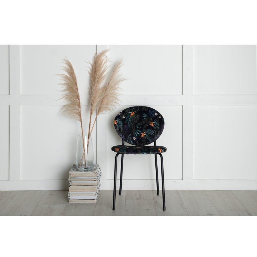 VENTURE DESIGN Vault spisebordstol - flerfarget floral polyester og svart metall