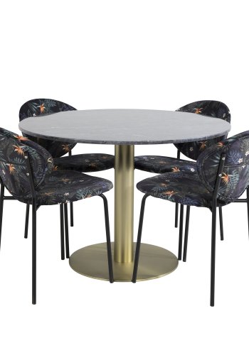 VENTURE DESIGN Vault spisebordstol - flerfarget floral polyester og svart metall
