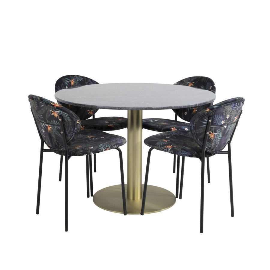 VENTURE DESIGN Vault spisebordstol - flerfarget floral polyester og svart metall