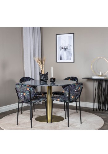 VENTURE DESIGN Vault spisebordstol - flerfarget floral polyester og svart metall