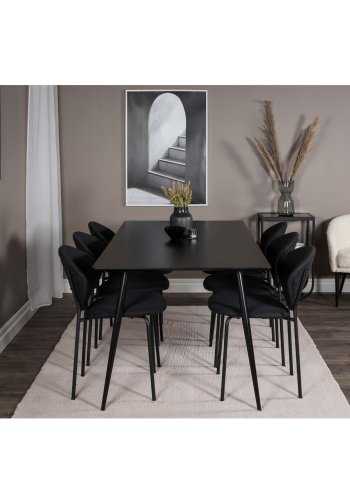 VENTURE DESIGN Vault spisestuestol - svart polyester og sort metall