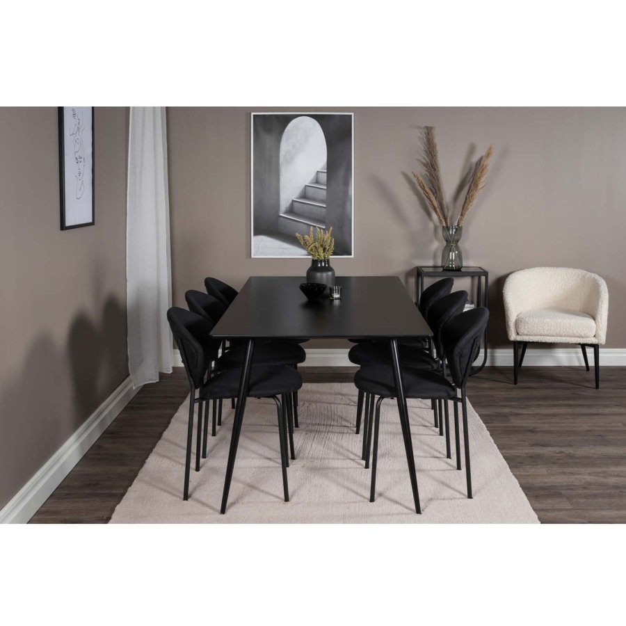 VENTURE DESIGN Vault spisestuestol - svart polyester og sort metall