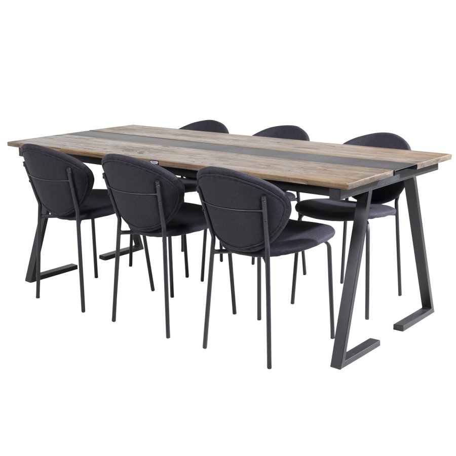 VENTURE DESIGN Vault spisestuestol - svart polyester og sort metall