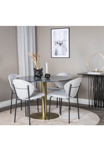 VENTURE DESIGN Vault spisestuestol - gr polyester og sort metall