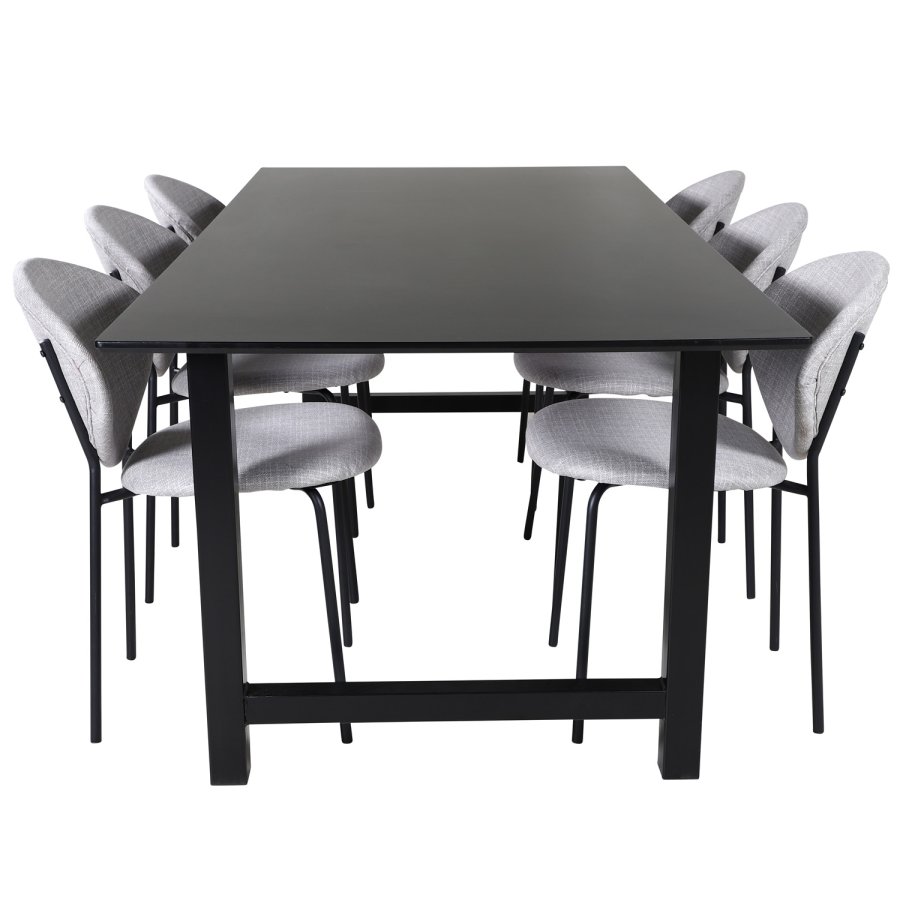 VENTURE DESIGN Vault spisestuestol - gr polyester og sort metall