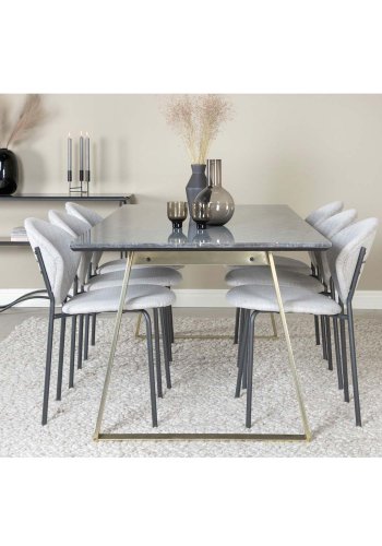 VENTURE DESIGN Vault spisestuestol - gr polyester og sort metall