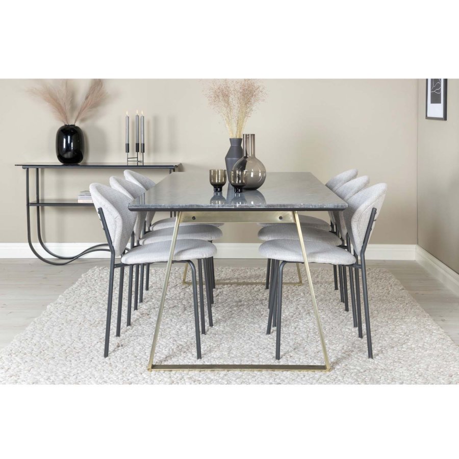 VENTURE DESIGN Vault spisestuestol - gr polyester og sort metall