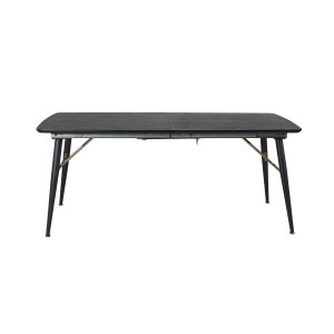 VENTURE DESIGN Gold spisebord, m. udtrk - messing, sort MDF og sort metal (180x85)