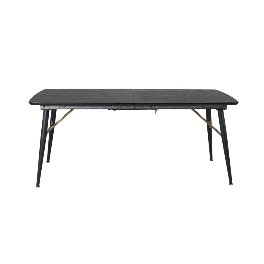 VENTURE DESIGN Gull spisebord, med uttrekk - messing, svart MDF og svart metall (180x85)