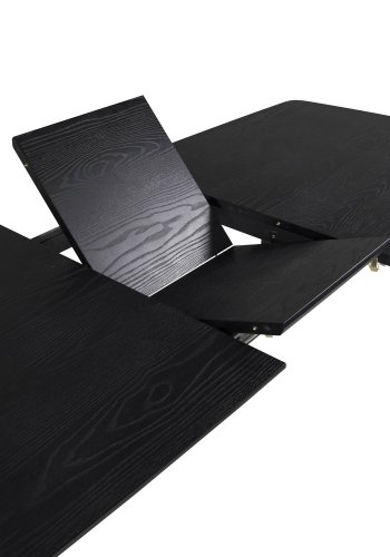 VENTURE DESIGN Gull spisebord, med uttrekk - messing, svart MDF og svart metall (180x85)