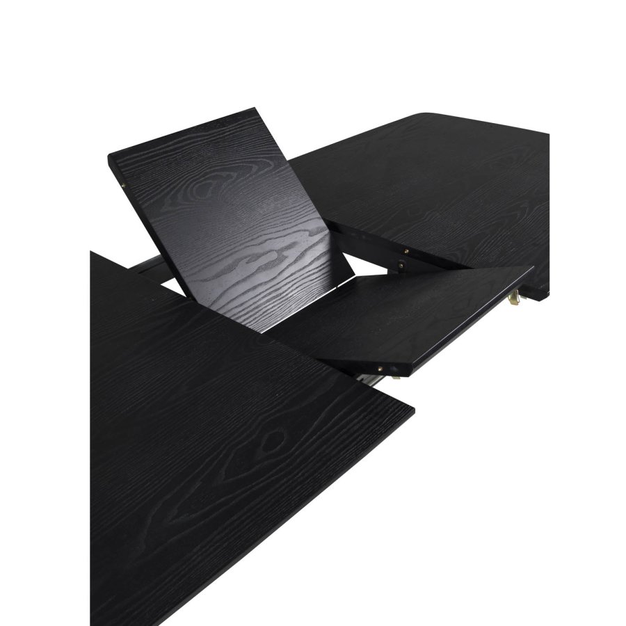 VENTURE DESIGN Gull spisebord, med uttrekk - messing, svart MDF og svart metall (180x85)